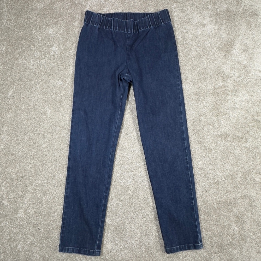 Soft Surroundings Women's Size M Pull On Stretch Denim Jeans Indigo HiRise Pants